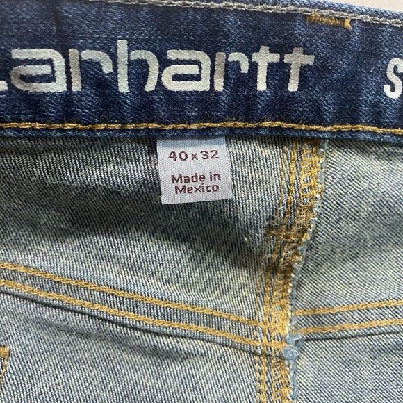 CARHARTT Jeans Rugged Flex Workwear Straight Fit Denim Mens 40x32 Dark Wash Blue - Picture 4 of 11